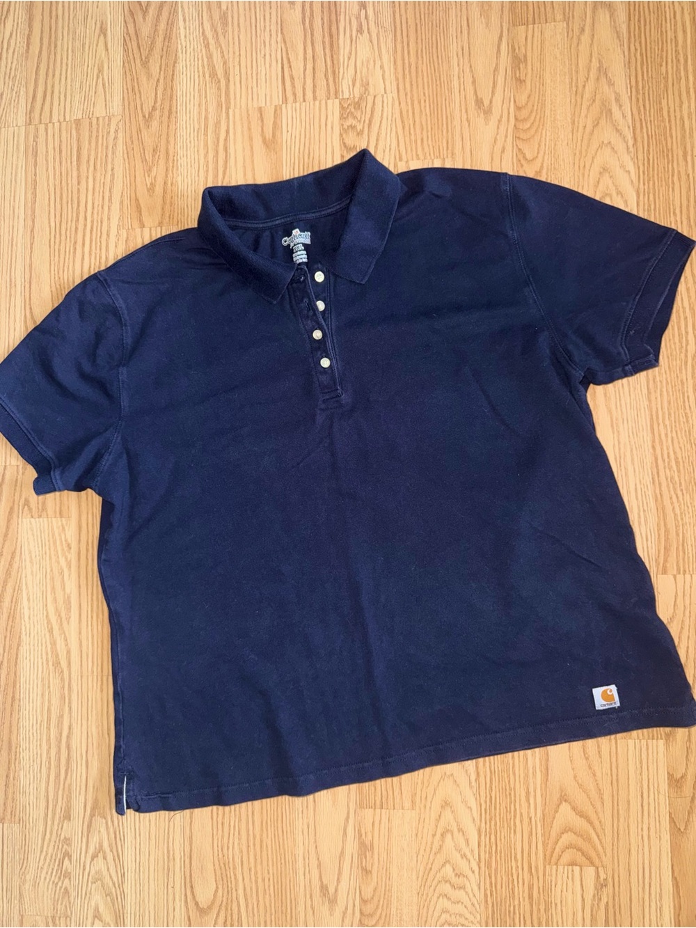 Carhartt For Women Polo Shirt XXL Navy Blue Short Sleeve Cotton Blend Work